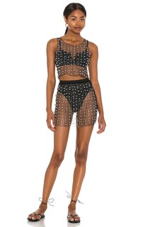 Топ Beach Bunny Glitzy Girl Mesh Pearl &amp; Skirt Set, черный