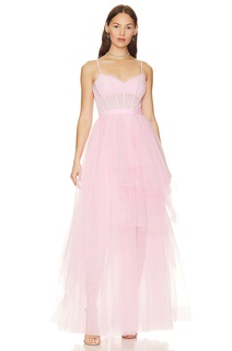 Платье BCBGMAXAZRIA Corset Tiered Gown, цвет Pink Rose