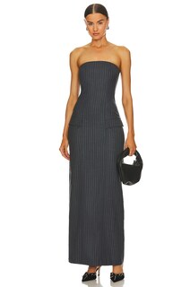 Платье макси Bec + Bridge Pine Strapless, цвет Charcoal Pinstripe