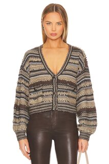 Кардиган L&apos;AGENCE Harriet Blouson, цвет Brown Multi L'agence