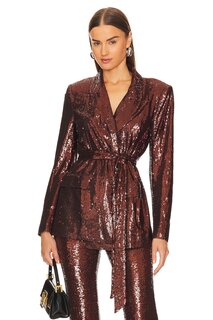 Блейзер L&apos;AGENCE Jordana Wrap Belted, бронзовый L'agence