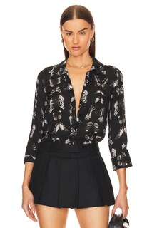 Рубашка L&apos;AGENCE Camille 3/4 Sleeve, цвет Black Multi Vintage Butterfly L'agence