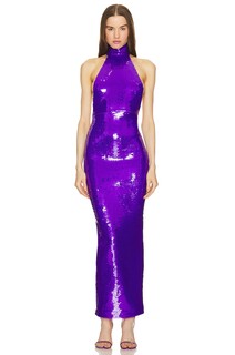 Платье LaQuan Smith Mockneck Column Gown, цвет Grape