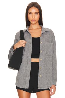 Топ Bobi Button Up Long Sleeve, цвет Charcoal