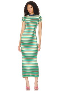 Платье миди L&apos;Academie Besim Striped Midi Knit Dress, цвет Green Multi Stripe L'academie