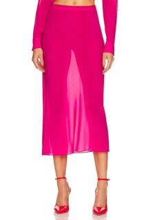 Юбка миди L&apos;Academie Sheer Midi Slip Skirt, цвет Fuchsia Pink L'academie