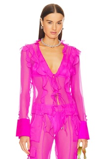 Блузка retrofete Aviva Silk, цвет Neon Pink RetrofÊte