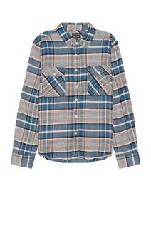 Рубашка Brixton Bowery Stretch Flannel, цвет Blue Heaven, Paradise Orange, &amp; Off White