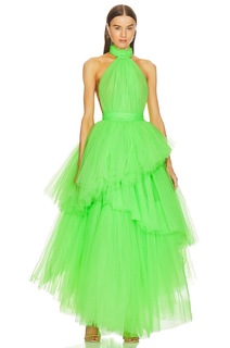 Платье Bronx and Banco Anna Halterneck Tiered Gown, цвет Neon Mint
