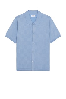 Рубашка SATURDAYS NYC Kenneth Checkerboard Knit Short Sleeve, цвет Forever Blue
