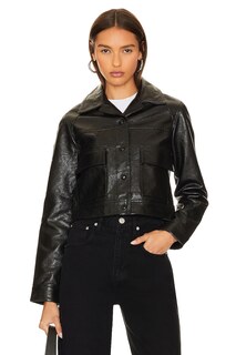 Куртка Citizens of Humanity Belle Leather, цвет Shiny Cracked Black Leather