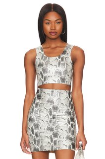 Топ Commando Faux Leather Animal Crop, цвет Fog Python