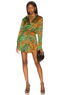 Платье Camila Coelho Silva Shirt, цвет Jungle Green Leopard