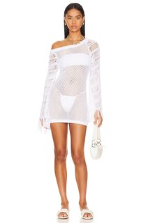 Платье мини Camila Coelho Carlin Off Shoulder Knit, белый
