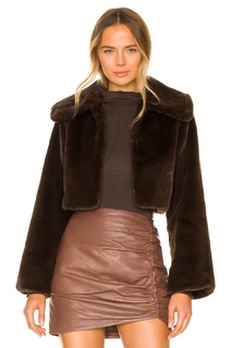 Куртка Camila Coelho Cleobella Cropped Faux Fur, цвет Chocolate Brown