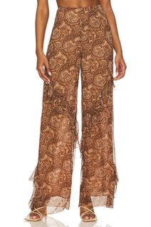 Брюки Camila Coelho Lilia Ruffle, цвет Brown Paisley