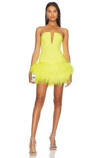 Платье мини David Koma For FWRD Neon Feathers, желтый