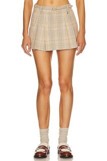 Юбка мини Song of Style Ansley Pleated, цвет Camel Multi Check