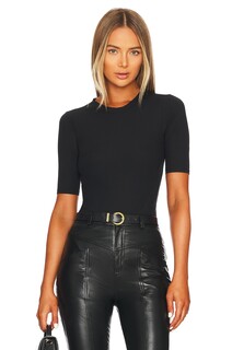 Боди SPANX Suit Yourself Ribbed Short Sleeve, цвет Very Black