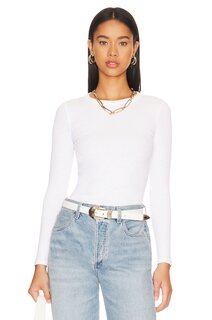 Топ Enza Costa Textured Knit Crew, белый