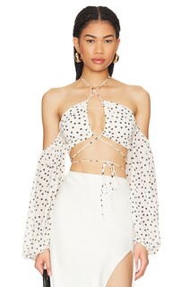 Топ MAJORELLE Mattie Crop, цвет Black &amp; Cream Dot