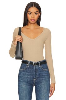 Топ Enza Costa Knit V-neck, хаки