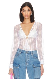 Боди superdown Dila Sheer Striped, белый