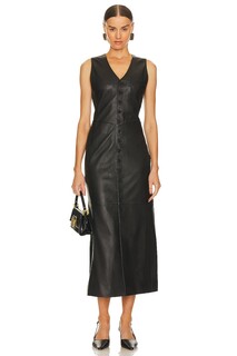 Платье миди FRAME Leather Midi Vest Dress, черный