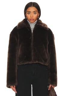 Куртка FRAME Faux Fur Zip Up, цвет Espresso