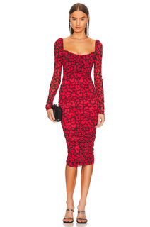 Платье миди Michael Costello x REVOLVE Nobu, цвет Red &amp; Black Leopard
