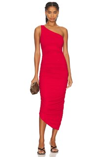 Платье Susana Monaco One Shoulder Gathered, цвет Perfect Red