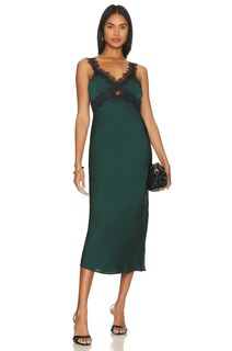 Платье миди MINKPINK Erin Lace Trim, цвет Emerald Green