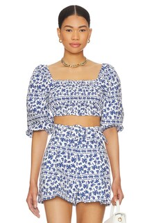 Топ MINKPINK Ithica Shirred Crop, цвет Blue &amp; White