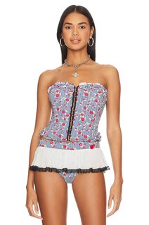 Топ Frankies Bikinis X Guizio Solstice Bustier, цвет Rose Gingham