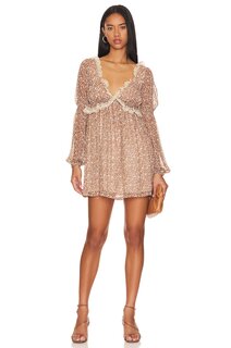 Платье мини Free People Pennie, слоновая кость