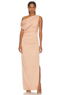 Платье MISHA Aster Drape One Shoulder, цвет Warm Apricot