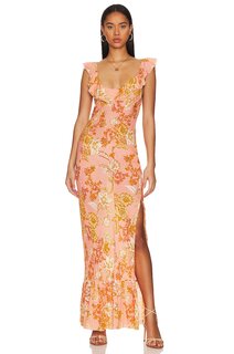 Платье макси Free People Remind Me Maxi Slip Dress, цвет Coral Combo