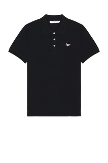 Рубашка Maison Kitsune Tricolor Fox Patch Polo, черный