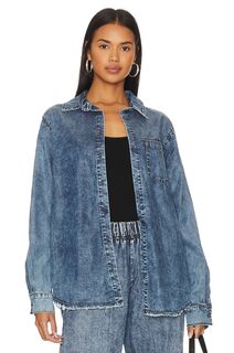 Рубашка Michael Lauren Jedi Oversized Boyfriend, цвет Acid Denim