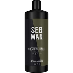 Многозадачный шампунь 3-в-1, гель для душа и средство для мытья бороды с экстрактом гуараны, бергамота и розового перца для мужчин, 1000 мл, Seb Man