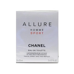 Туалетная вода Allure Homme Sport для путешествий, 3x20 мл, 0,7 унции, Chanel