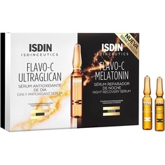 Isdinceutics Day And Night Pack Флаво-С Ультрагликан и Флаво-С Мелатонин Ежедневная антиоксидантная сыворотка и ночная восстанавливающая сыворотка