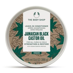 Несмываемый кондиционер с ямайским черным касторовым маслом для укрепления и восстановления всех локонов и прядей с веганским протеином шелка, 13,6 унций, The Body Shop