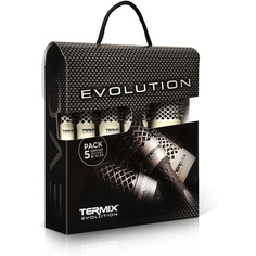 Мягкая термокруглая расческа Evolution с керамическим корпусом для профессионалов салона — набор из 5 кистей, Termix