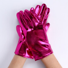 Карнавальный аксессуар- перчатки , цвет фуксия металлик ,искусственная кожа Страна Карнавалия