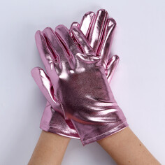 Карнавальный аксессуар- перчатки , цвет розовый металлик ,искусственная кожа Страна Карнавалия