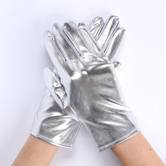 Карнавальный аксессуар- перчатки , цвет серебро ,искусственная кожа Страна Карнавалия