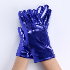 Карнавальный аксессуар- перчатки , цвет синий металлик,искусственная кожа Страна Карнавалия