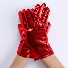Карнавальный аксессуар- перчатки , цвет красный металлик,искусственная кожа Страна Карнавалия