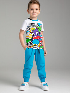 Комплект трикотажный фуфайка футболка брюки классический пояс Playtoday